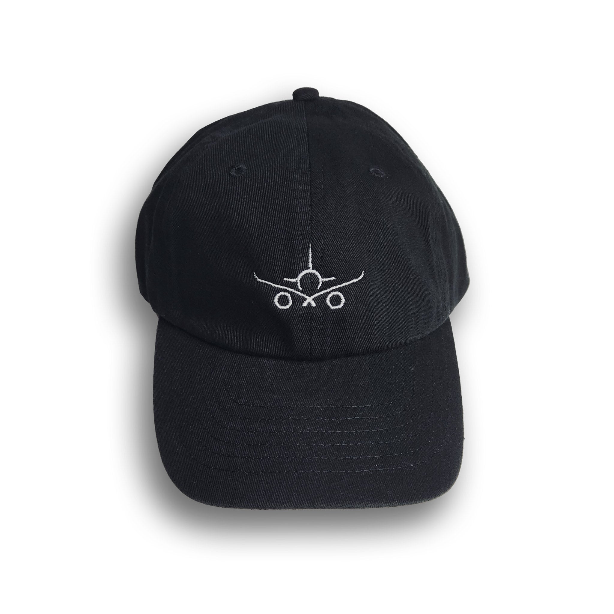 "The Classic" - Unstructured Black Aviation Dad Cap w/ White Embroidered Logo