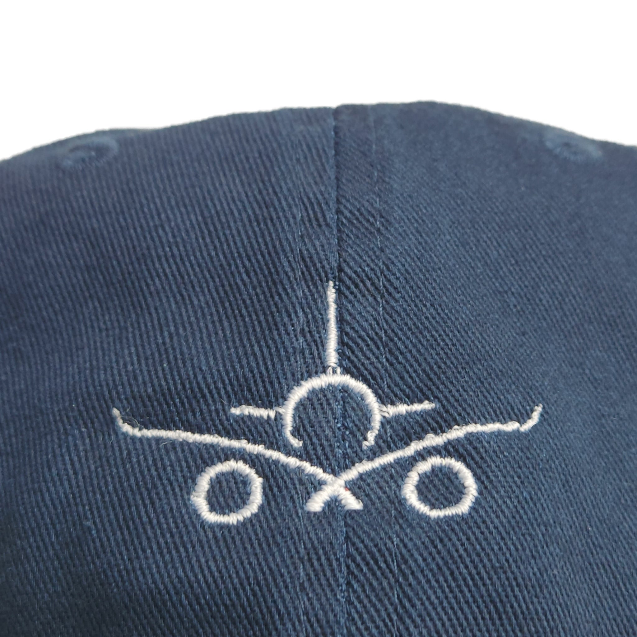 "Captain" - Unstructured Navy Blue Aviation Dad Cap w/ White Embroidered Logo